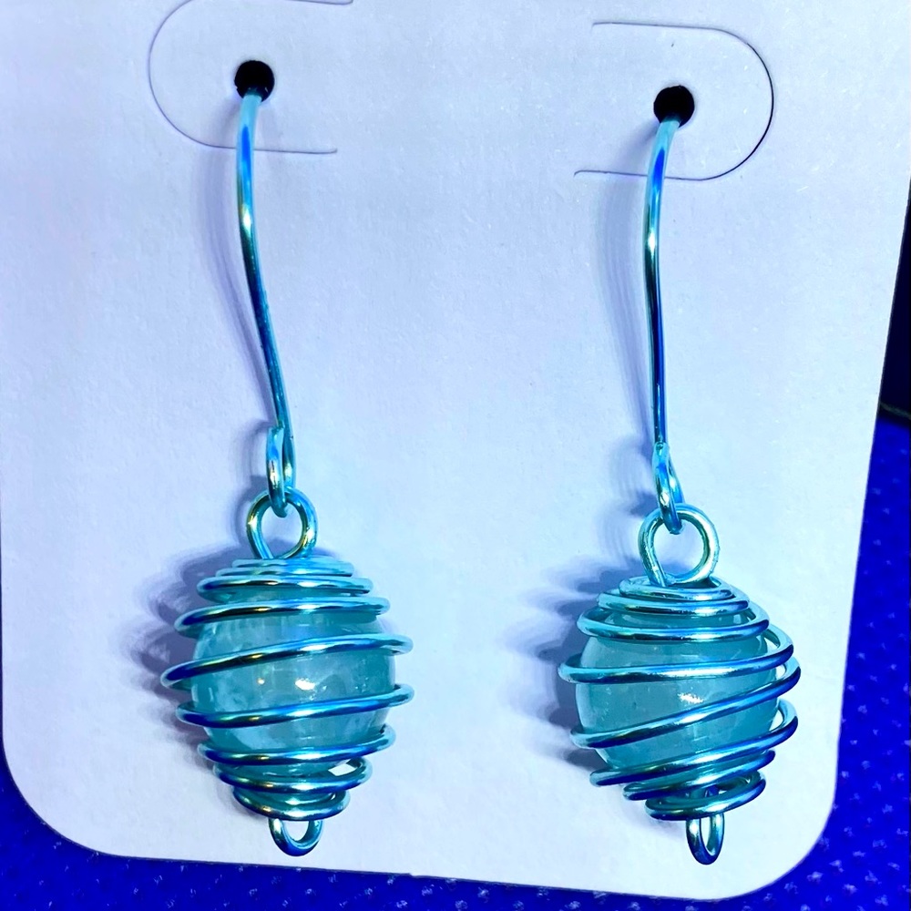 Turquoise Caged Bead Earrings